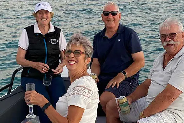 sundowners on the axopar Bow