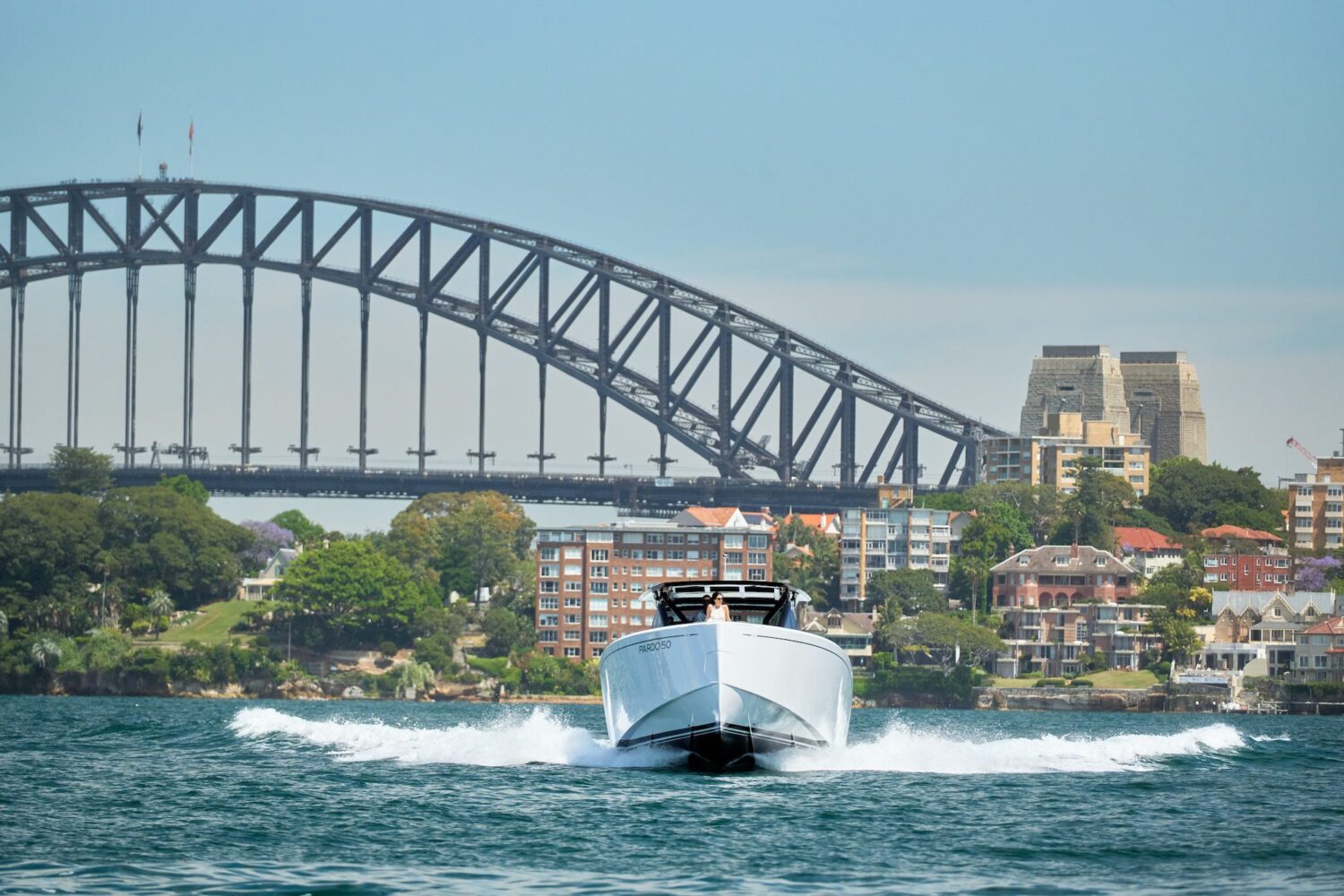 Driving the Pardo 50 yacht on the water