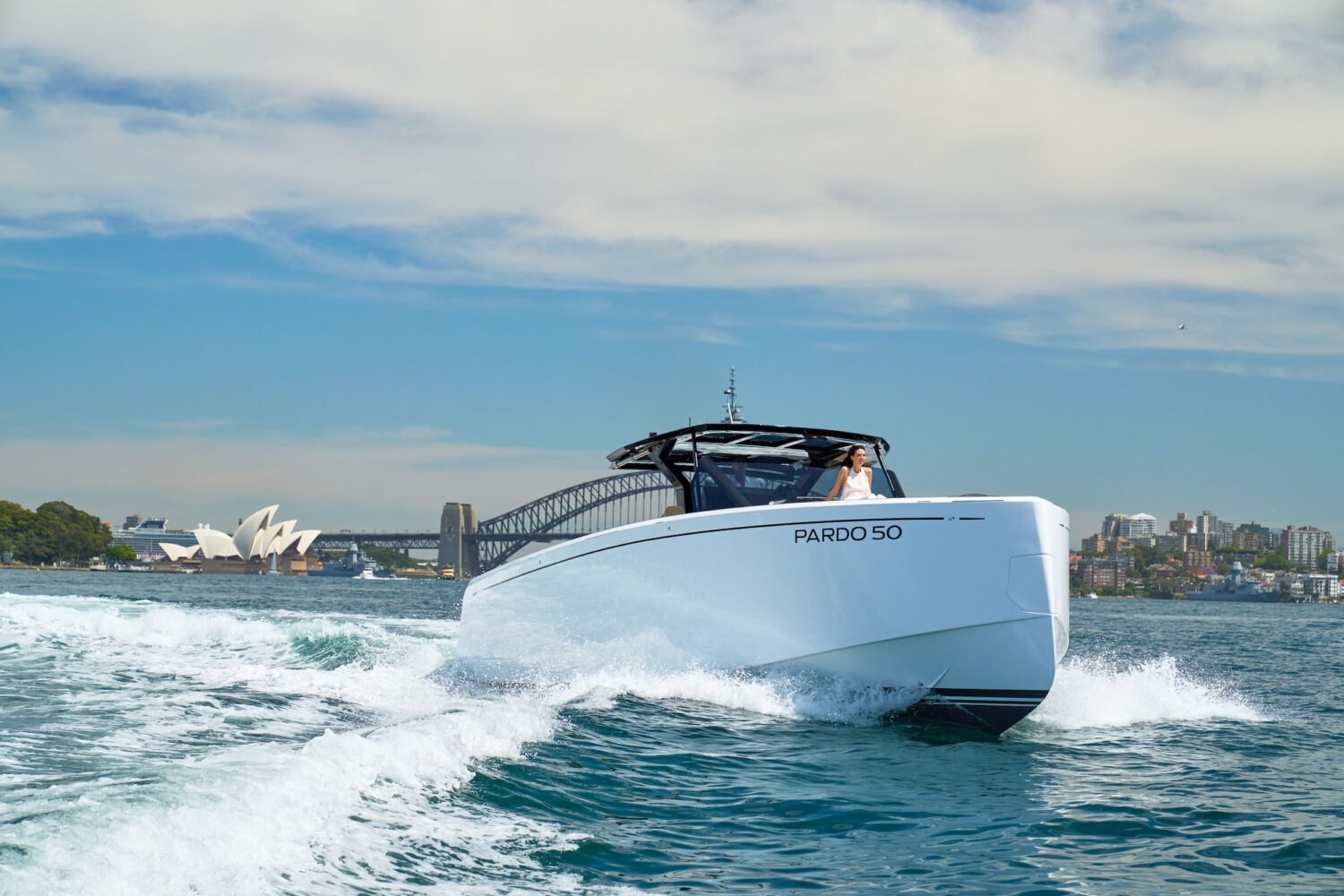 Driving the Pardo 50 yacht on the water