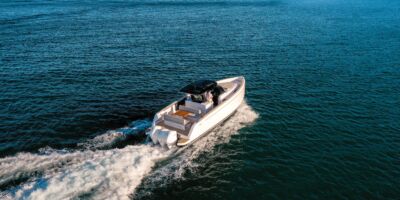 Pardo 38 drone shot in the ocean