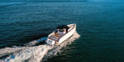 Pardo 38 drone shot in the ocean