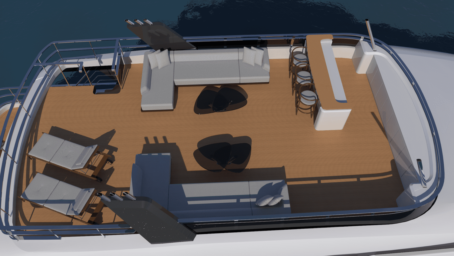 Sirena 118 flybridge render bird eye view Sirena 118 flybridge bird eye view